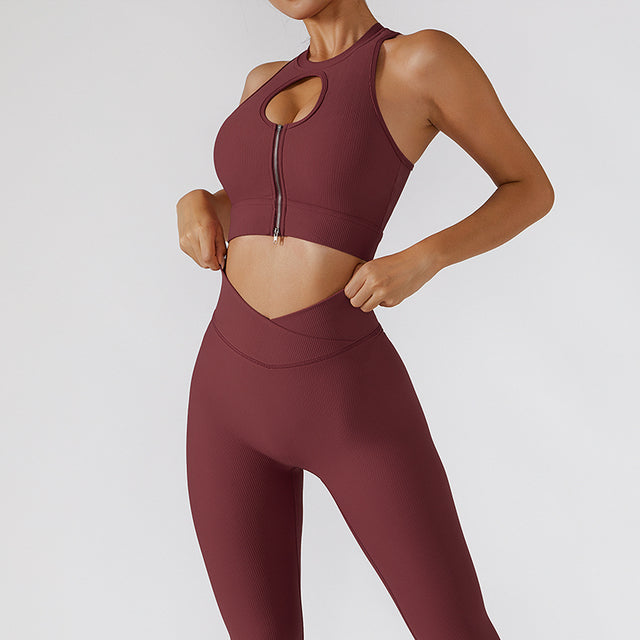 Conjunto de Ginástica com Zíper - Estilo e Conforto com Toque Moderno para Mulheres - O Retalho