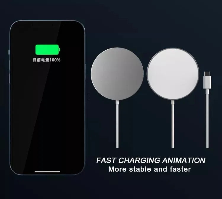 Carregador de celular sem fio magnético, carregador rápido de 15w qi 2 para iphone 14 13 12 pro max - O Retalho
