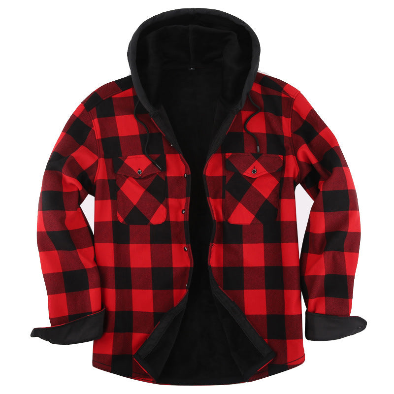 Warm Plaid Shirt Winter Fleece-lined Thickened Warm Shirt - O Retalho