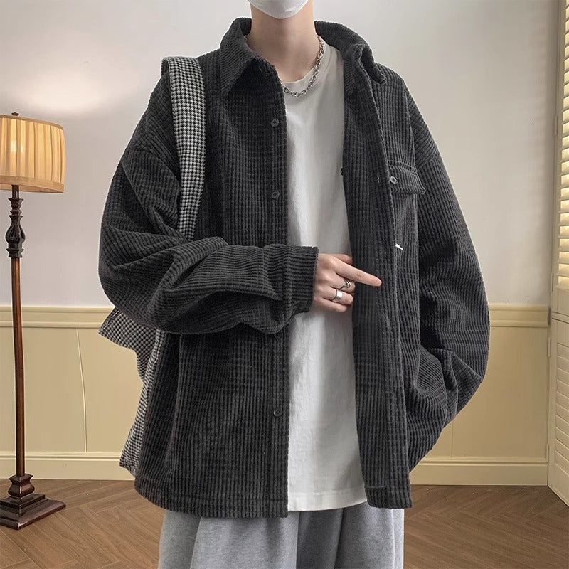 Corduroy Shirt Men's Warm Jacket Casual Shirt - O Retalho