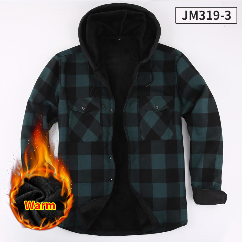 Warm Plaid Shirt Winter Fleece-lined Thickened Warm Shirt - O Retalho