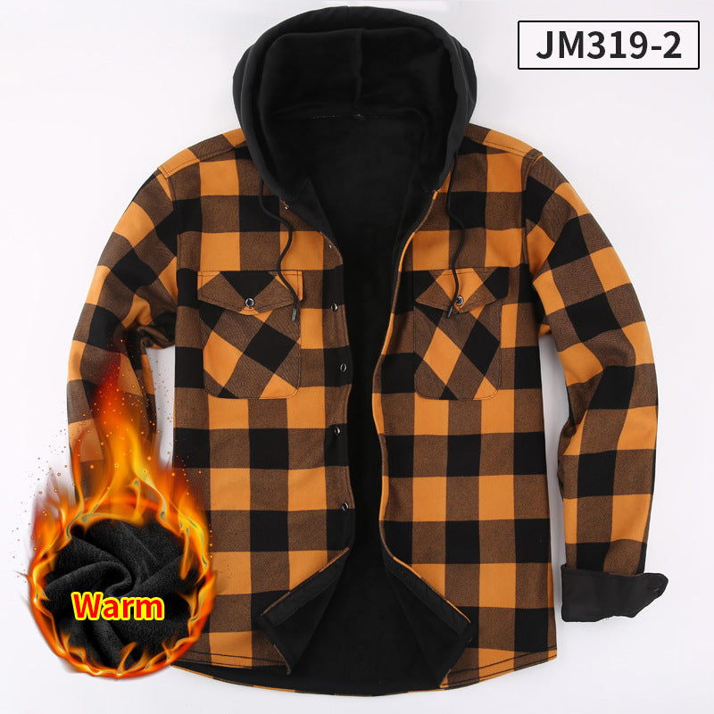 Warm Plaid Shirt Winter Fleece-lined Thickened Warm Shirt - O Retalho