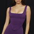 Women's Fashion Solid Color Fishbone Mesh See-through Square Collar Short Top - O Retalho