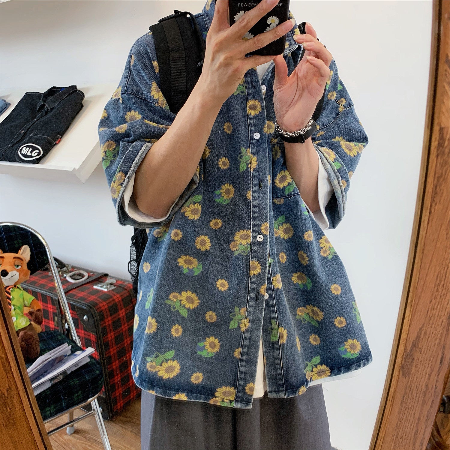 Retro Do The Old Cowboy Shirt Men's Summer Hong Kong Washed Loose Short Sleeve Top - O Retalho