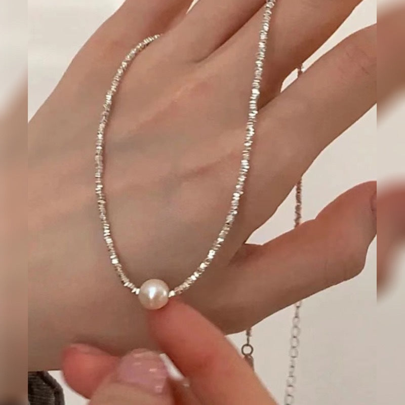 Colar de pérolas de prata Galaxy para mulheres - O Retalho