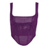 Women's Fashion Solid Color Fishbone Mesh See-through Square Collar Short Top - O Retalho