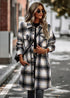 Temperament Leisure Long Plaid Tup Cardigan Coat - O Retalho