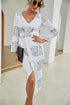 V-neck Long Sleeve Split Dress - O Retalho
