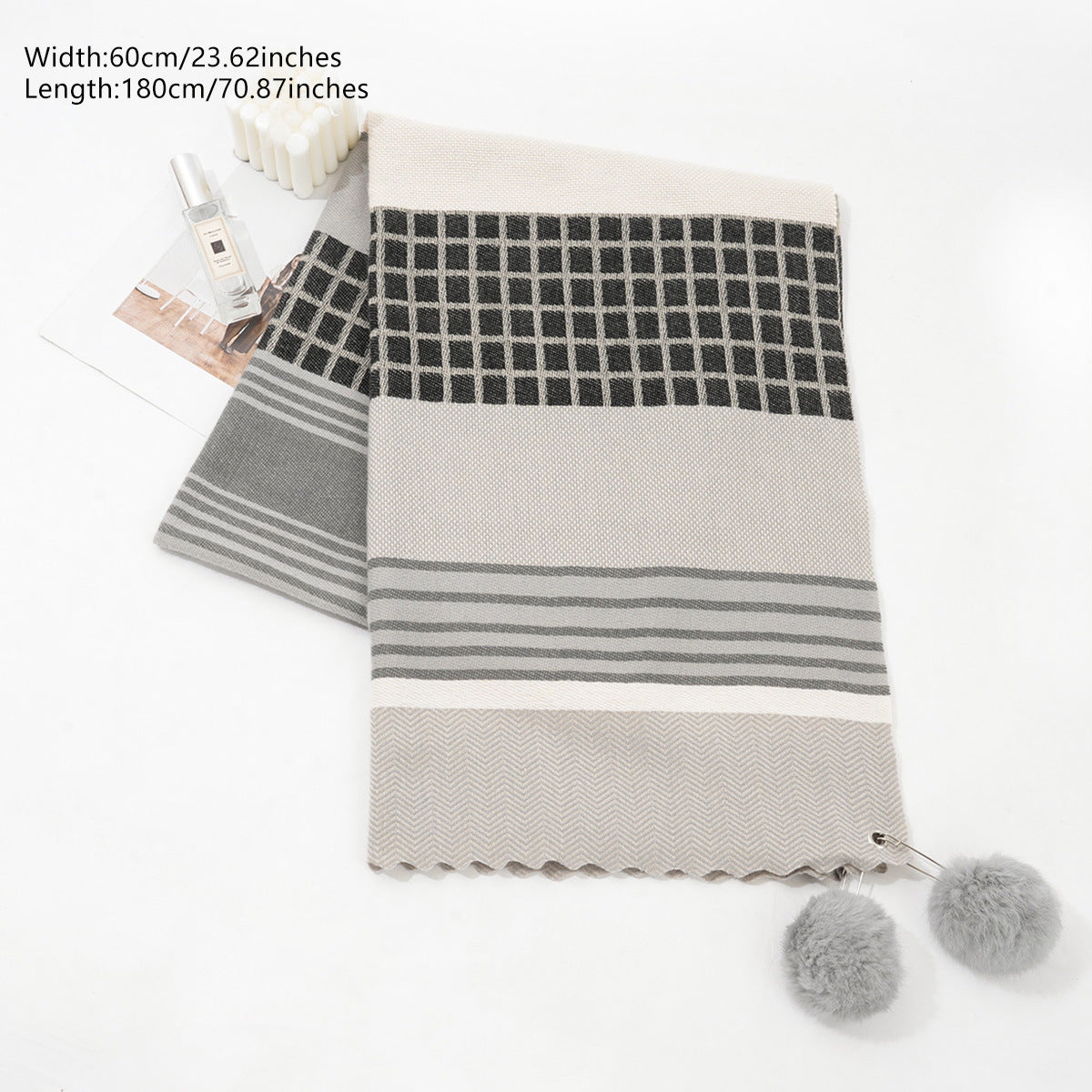 Cashmere Plaid Striped Jacquard Thickened Scarf - O Retalho