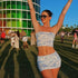 Women's Fashion Sleeveless Printed Tube Top Slim-fit Hip-wrapped Short Dress Suit