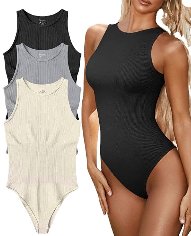 Bodysuit de listra sem mangas - O Retalho