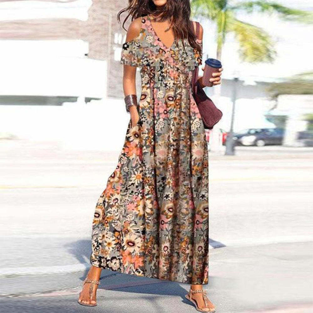Vestido estilo estampado de mangas curtas - O Retalho