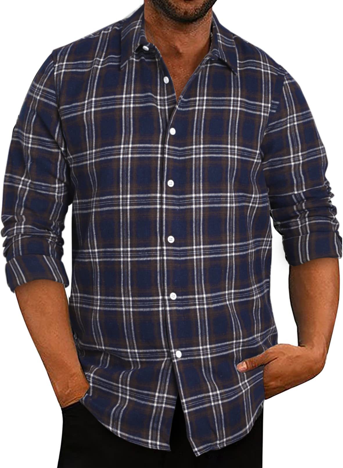 Camisa xadrez de lapela masculina - O Retalho