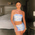 Women's Fashion Sleeveless Printed Tube Top Slim-fit Hip-wrapped Short Dress Suit