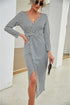 V-neck Long Sleeve Split Dress - O Retalho