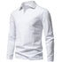Camisa polo de manga comprida com lapelas retrô de cor sólida com fundo casual - O Retalho