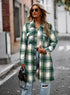 Temperament Leisure Long Plaid Tup Cardigan Coat - O Retalho
