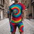 Fashion 3D Color Printing Men's Casual Tops - O Retalho