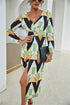 V-neck Long Sleeve Split Dress - O Retalho