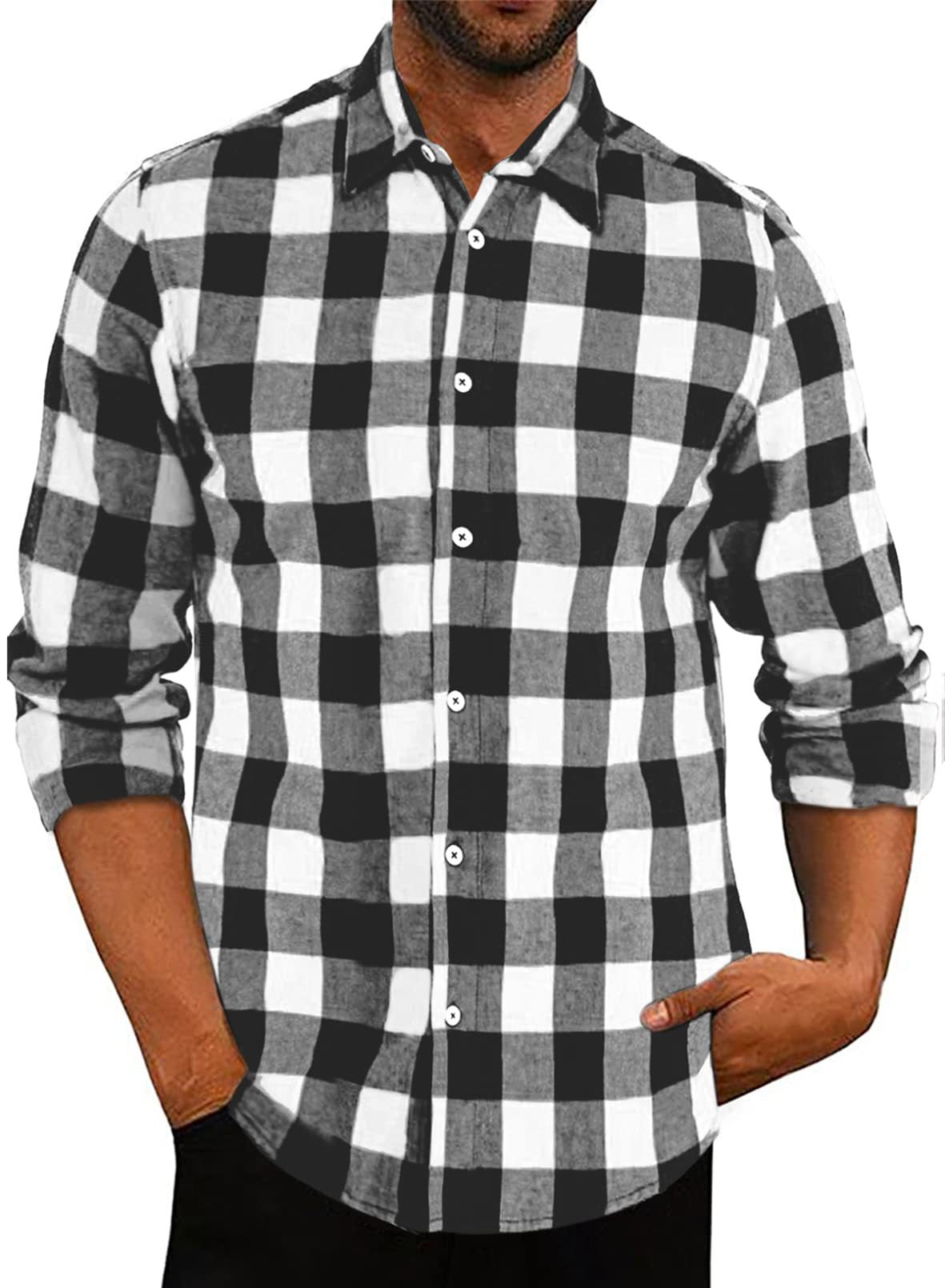 Camisa xadrez de lapela masculina - O Retalho