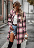 Temperament Leisure Long Plaid Tup Cardigan Coat - O Retalho
