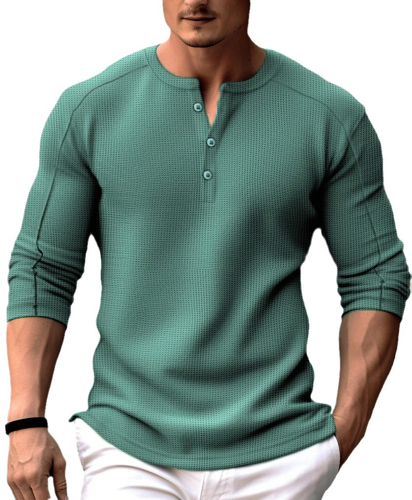 Camiseta masculina com gola Waffle Henry - O Retalho