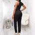 Women's Summer Casual Pure Color Ruffles Sleeveless Jumpsuit