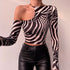 Crop top de manga longa com gola redonda - O Retalho