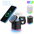 3 In 1 Magnetic Wireless Fast Charger For Smart Phone RGB Ambient Light Charging Station For Airpods IWatch - O Retalho