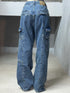 Calças jeans de perna reta com bolso de carga - O Retalho