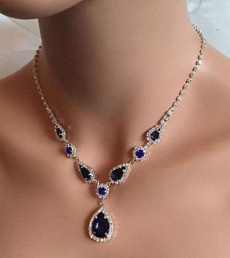 Colar de Zircônia Azul para Mulheres - O Retalho