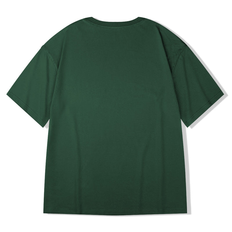 T-shirt de Algodão Manga solta curta de cor sólida - O Retalho