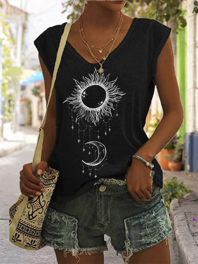 Colete Casual Sem Mangas Solto Impresso - O Retalho