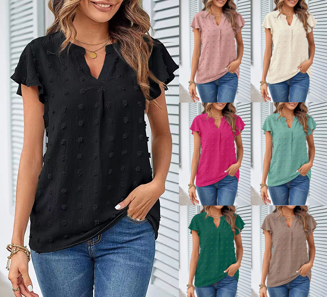 Camisa com V Pescoço Manga Curta - O Retalho