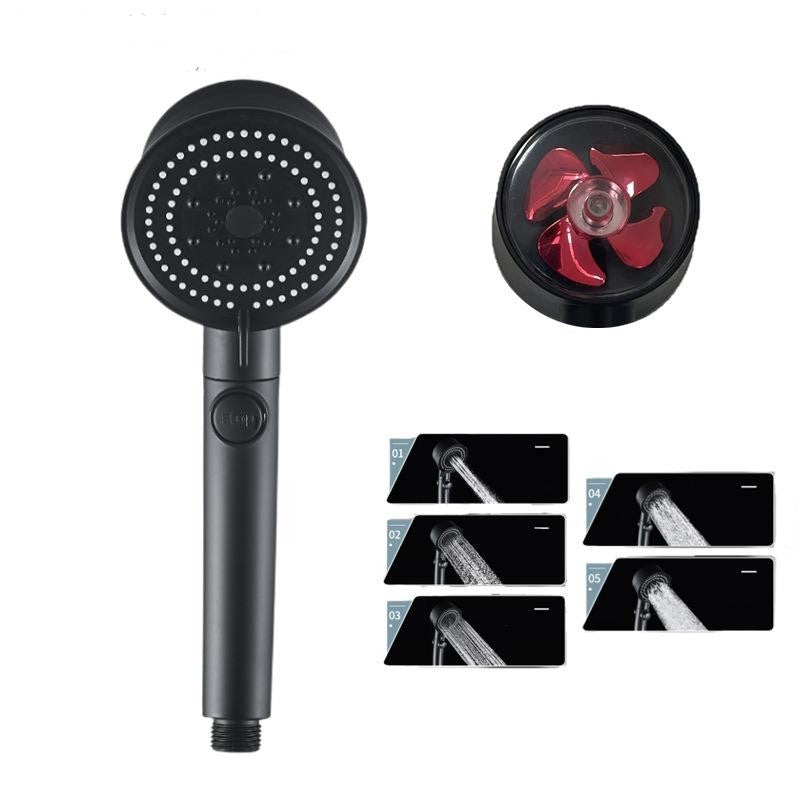 Five-color Wind Turbine Shower Head 56 Speed Water Silicone Shower Head - O Retalho