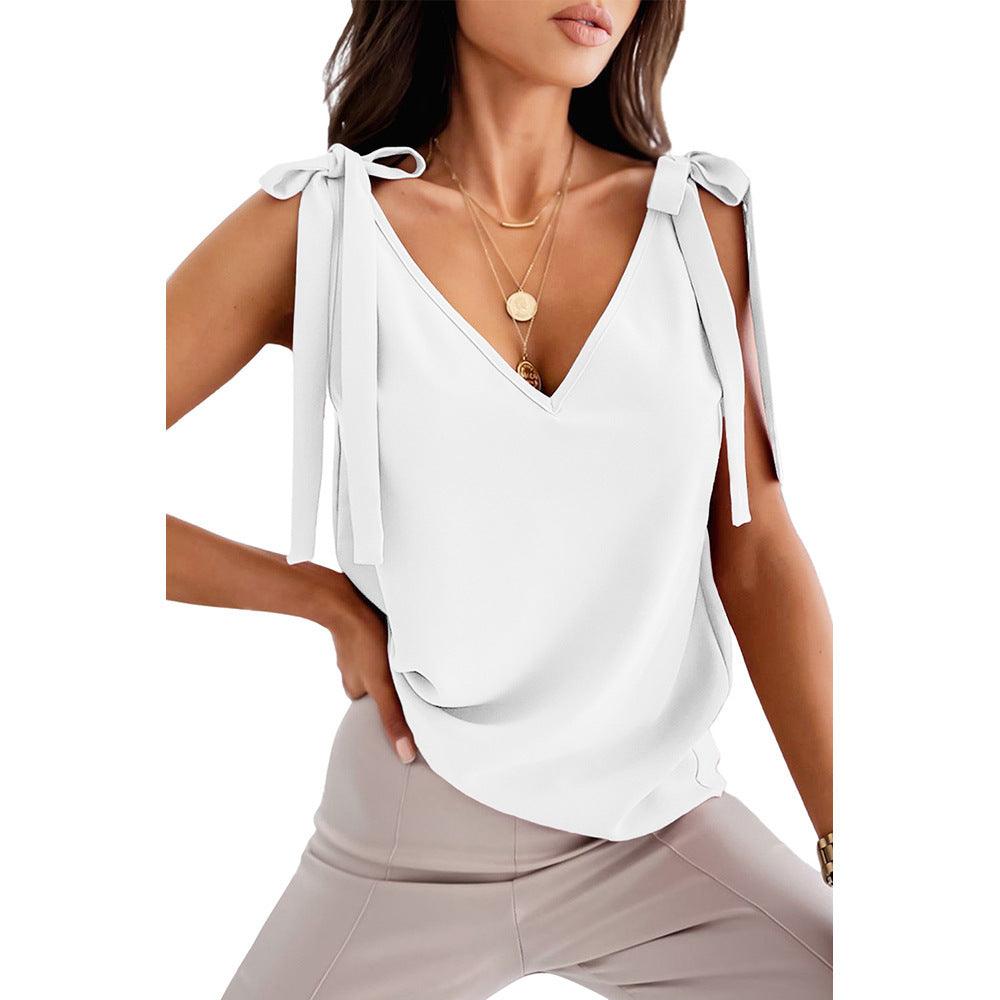 Blusa com alças em laços com decote em V - O Retalho
