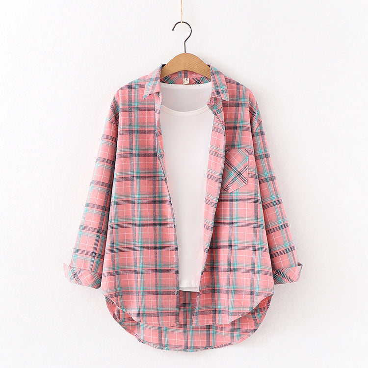 Camisa Xadrez Casual Tops Blusas - O Retalho