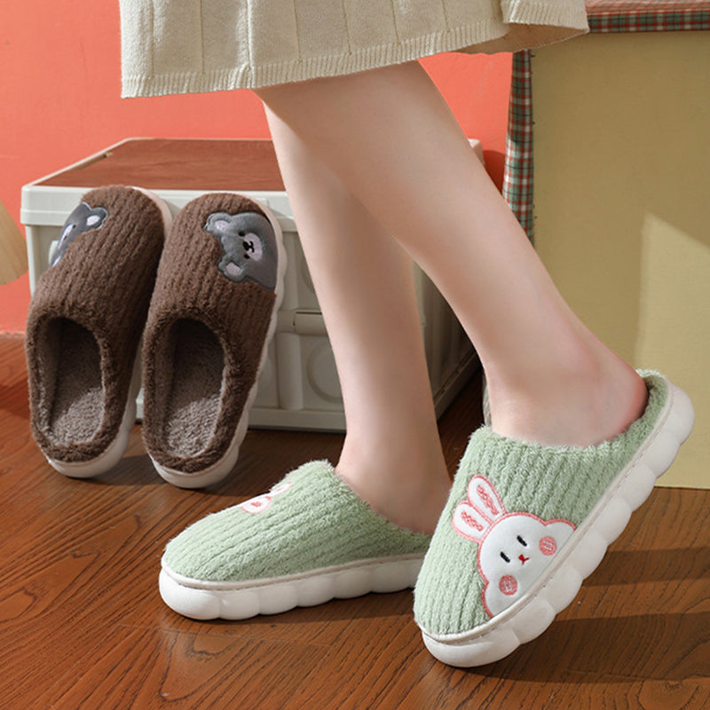 Pantufas Fofas de Coelho Listrado para Mulheres - O Retalho