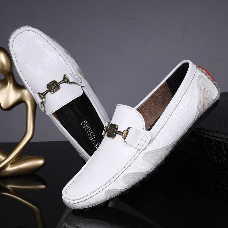 Sapatos casuais de couro de primeira camada para homens - O Retalho