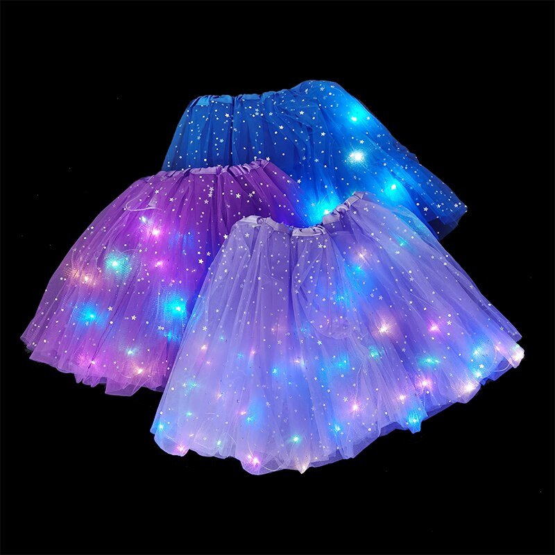 Magical & Luminous LED Princess Halloween Tutu Skirt Sequins Shiny Skirt - O Retalho