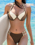 Women's Fashion Temperament Color Matching Triangle High Waist Bikini Swimsuit Two-piece
