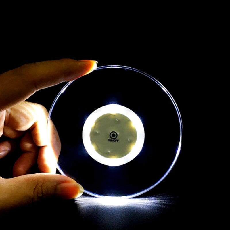 Porta-copo de LED em Acrílico com Cristal Emitindo Luz Luminosa para Bar de Coquetéis, Suporte para Caneca com Luz, Base Piscante para Decoração de Utensílios de Mesa. - O Retalho