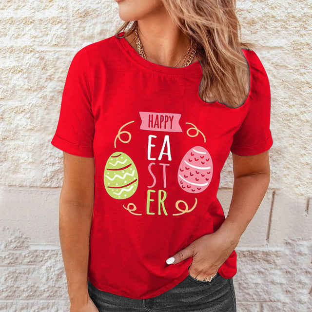 Camisa manga curta casual de estampa Páscoa - O Retalho