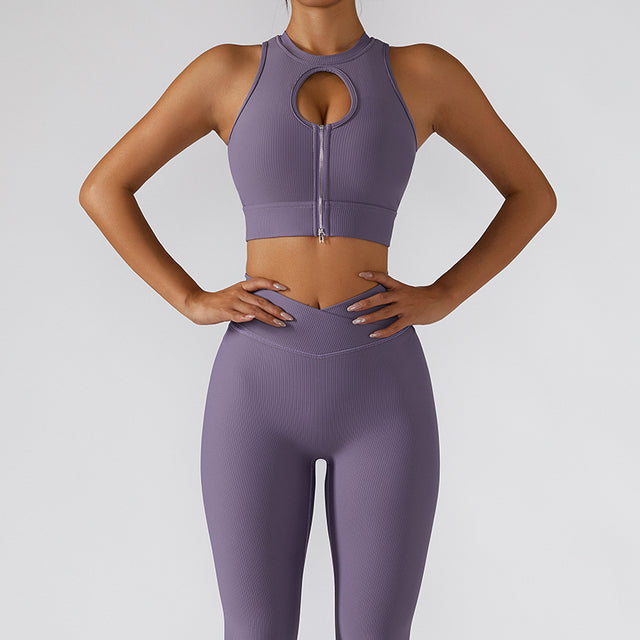 Conjunto de Ginástica com Zíper - Estilo e Conforto com Toque Moderno para Mulheres - O Retalho