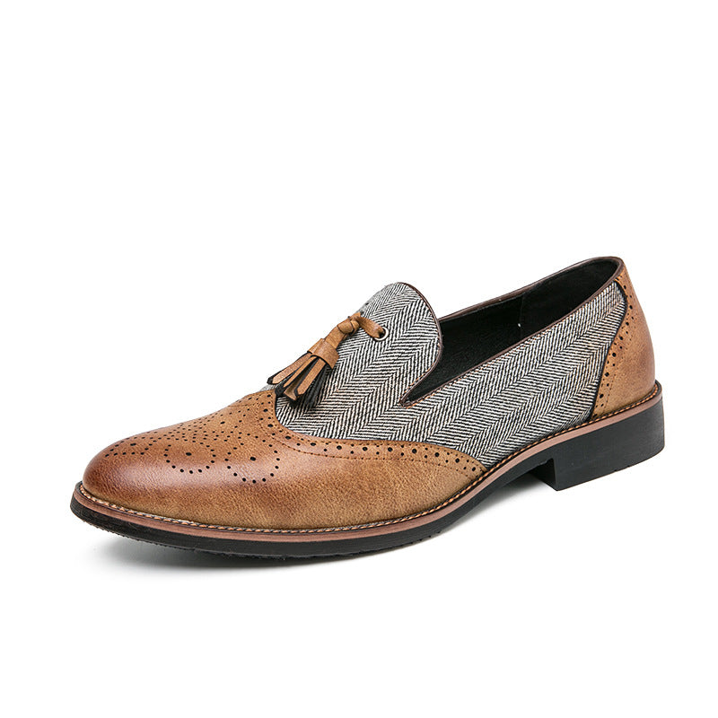 Sapatos casuais britânicos versáteis de couro para homens - O Retalho