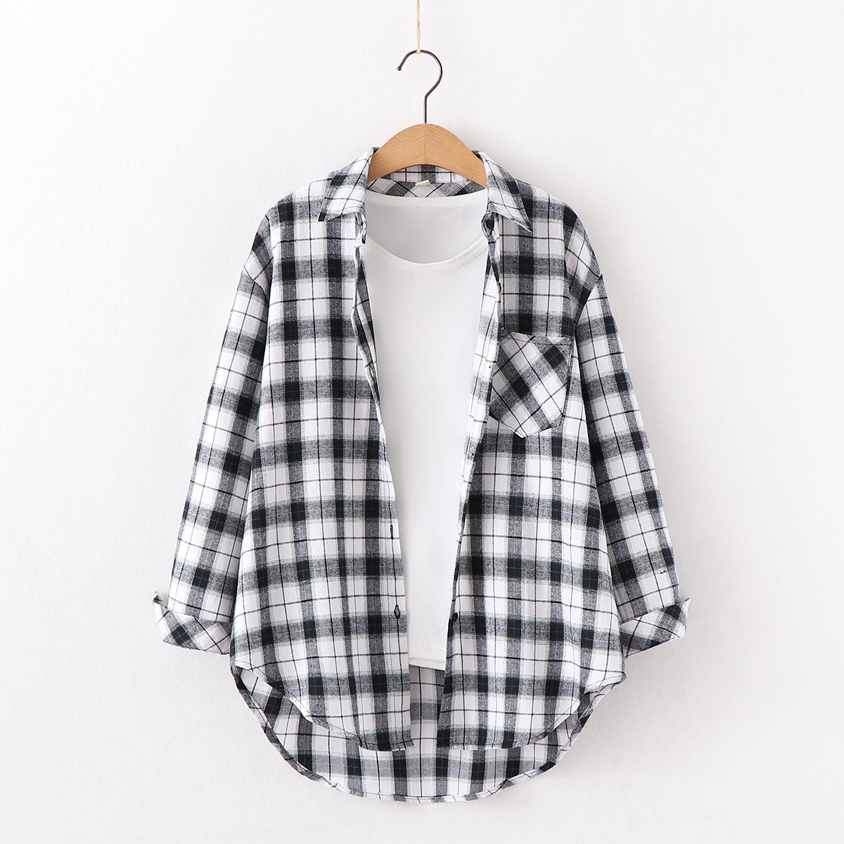 Camisa Xadrez Casual Tops Blusas - O Retalho