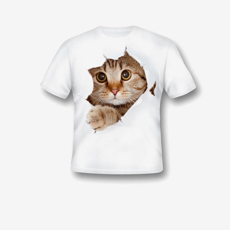🐯Camiseta para meninos com Estampa de 3D Gato - O Retalho