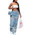 Jeans Rasgado Reto de Cintura Alta Feminino - O Retalho