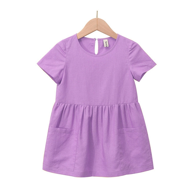 Vestido para meninas com design top e bolsos - O Retalho