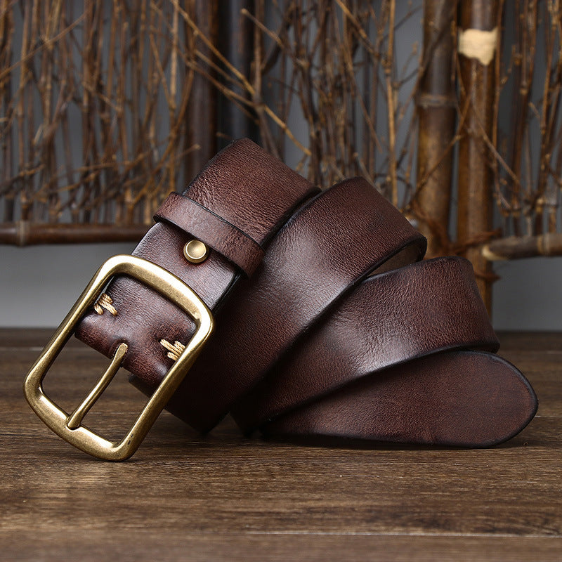 Cinto masculino de couro vintage envelhecido - O Retalho